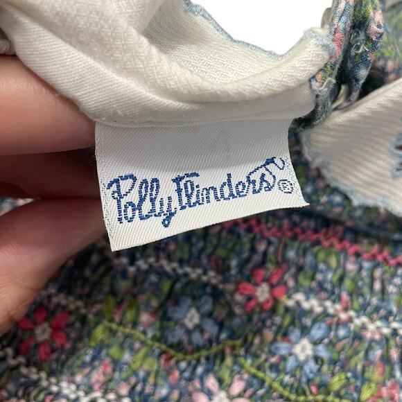 Vintage Polly Flinders Cotton Floral Embroidered Smocked Dress Cottage Size 4T - Picture 9 of 10